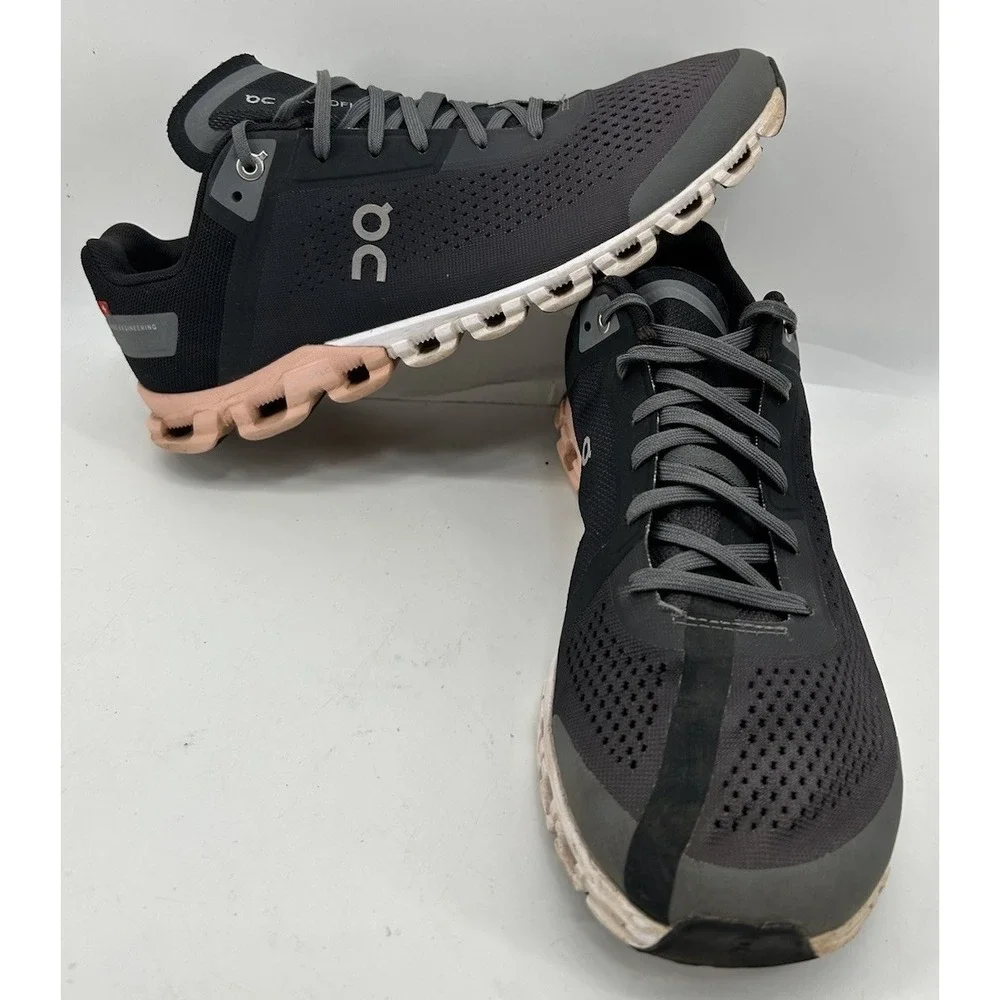 On Cloud Flow Running Sneakers Black With Rock Rose Women's Size‎ 9.5